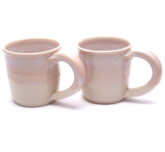 Pair of Pink and White Mugs