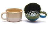 Yellow and White, Aqua and Green Soup Bowls