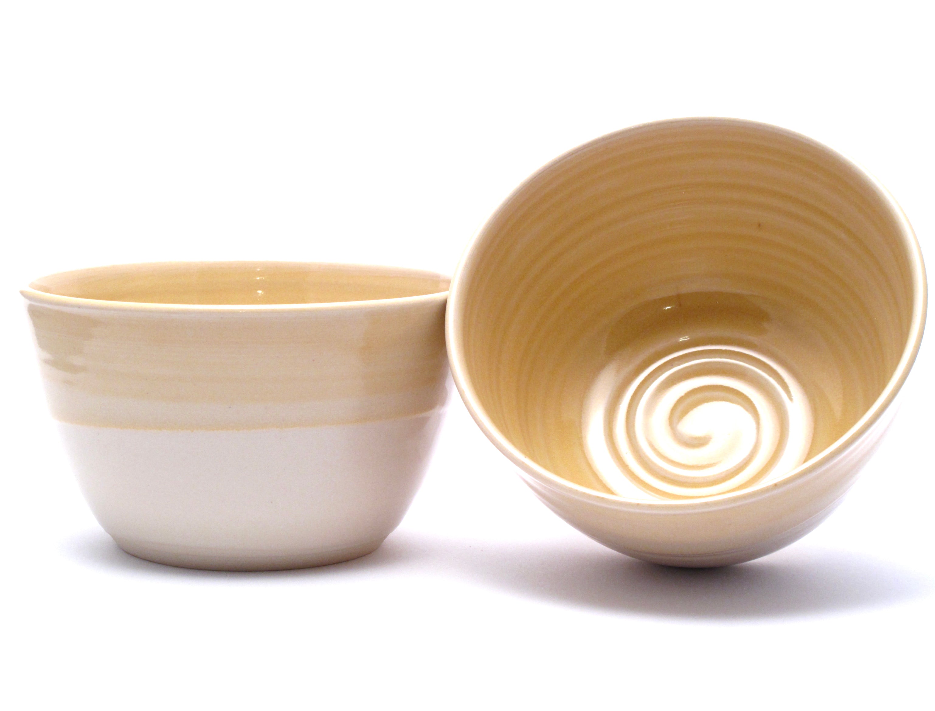 Pair of Yellow and White Ramen Bowls