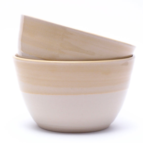 Pair of Yellow and White Ramen Bowls