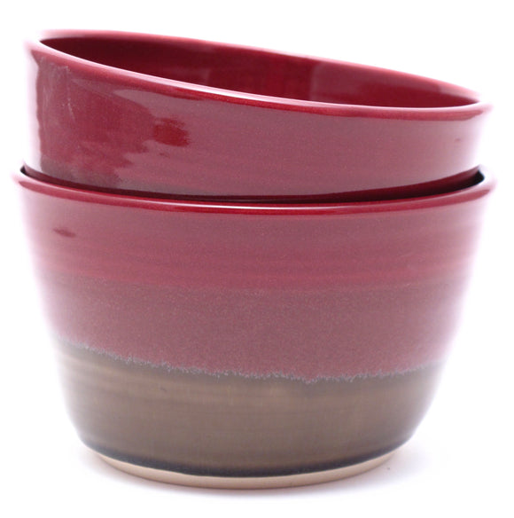 Pair of Raspberry and Stone Ramen Bowls