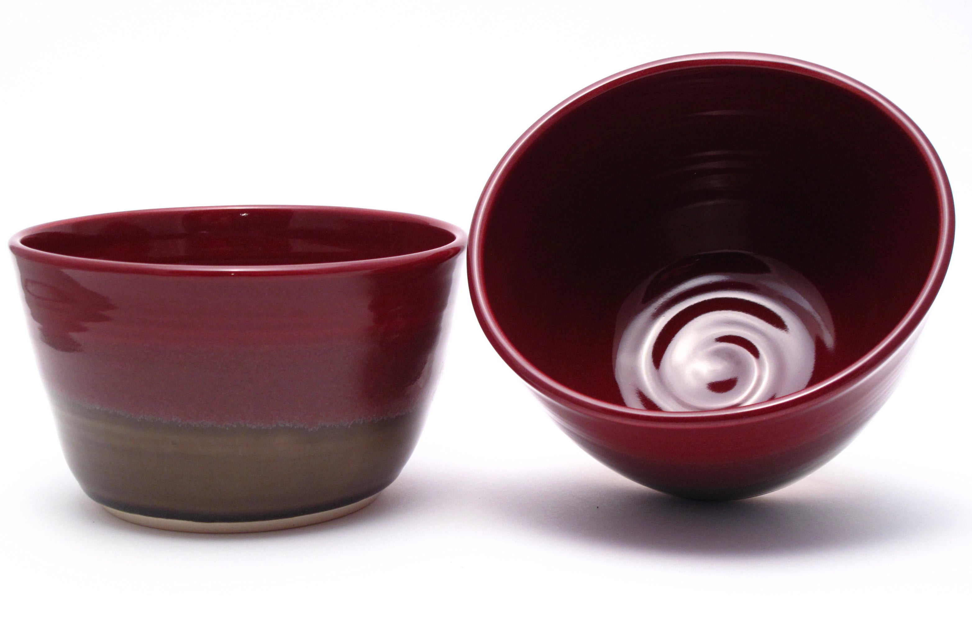 Pair of Raspberry and Stone Ramen Bowls