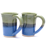 Pair of Green and Blue Large Mugs