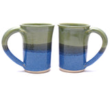 Pair of Green and Blue Large Mugs