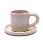 Pink and White Espresso Cup and Saucer