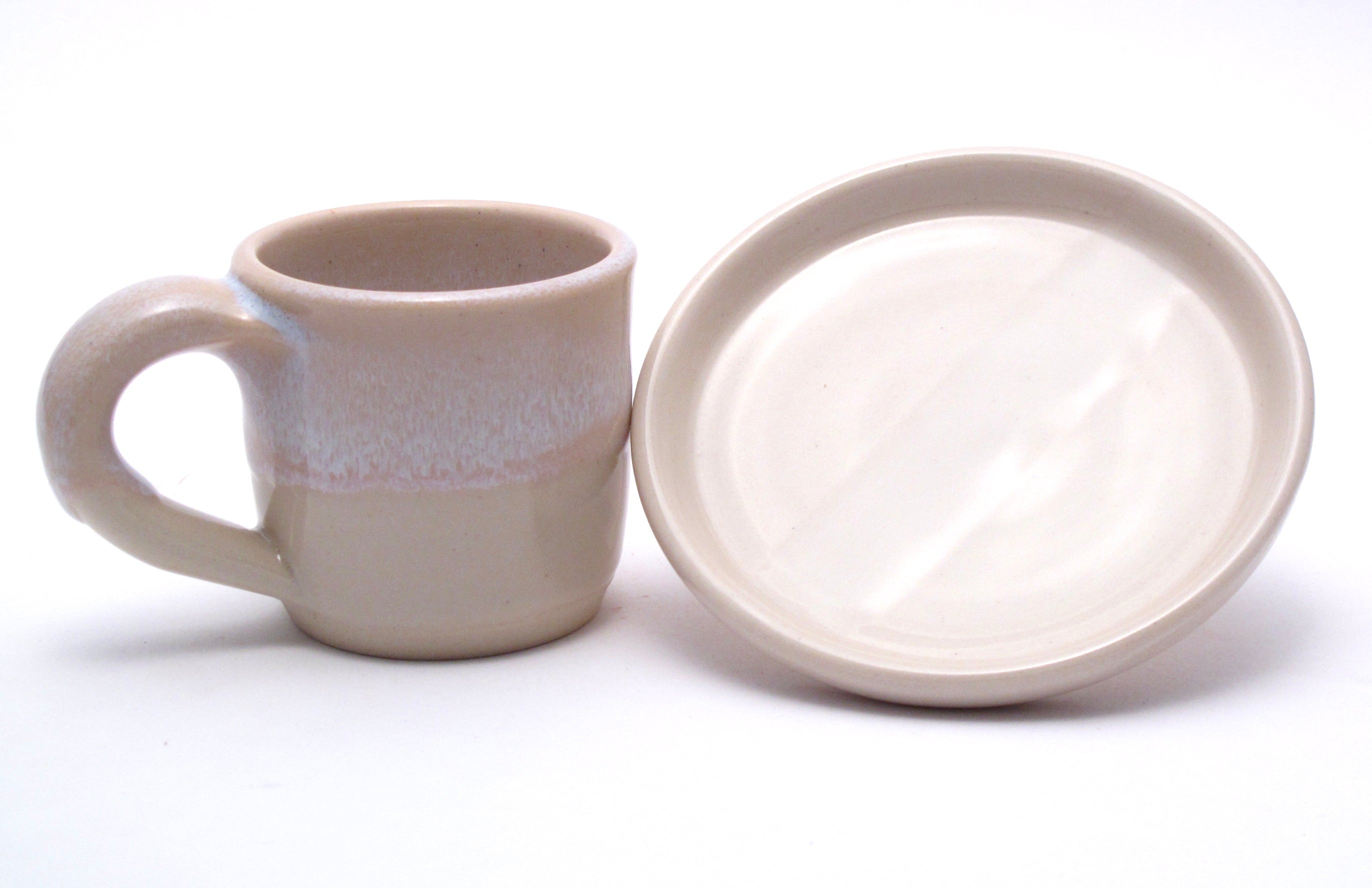 Pink and White Espresso Cup and Saucer
