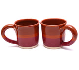 Pair of Orange and Raspberry Mugs