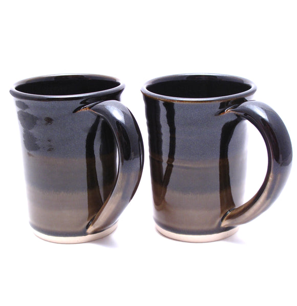 Pair of Black and Stone Large Mugs