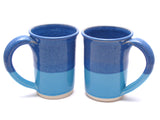 Pair of Blue and Aqua Large Mugs