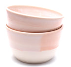 Pair of Pink and White Ramen Bowls