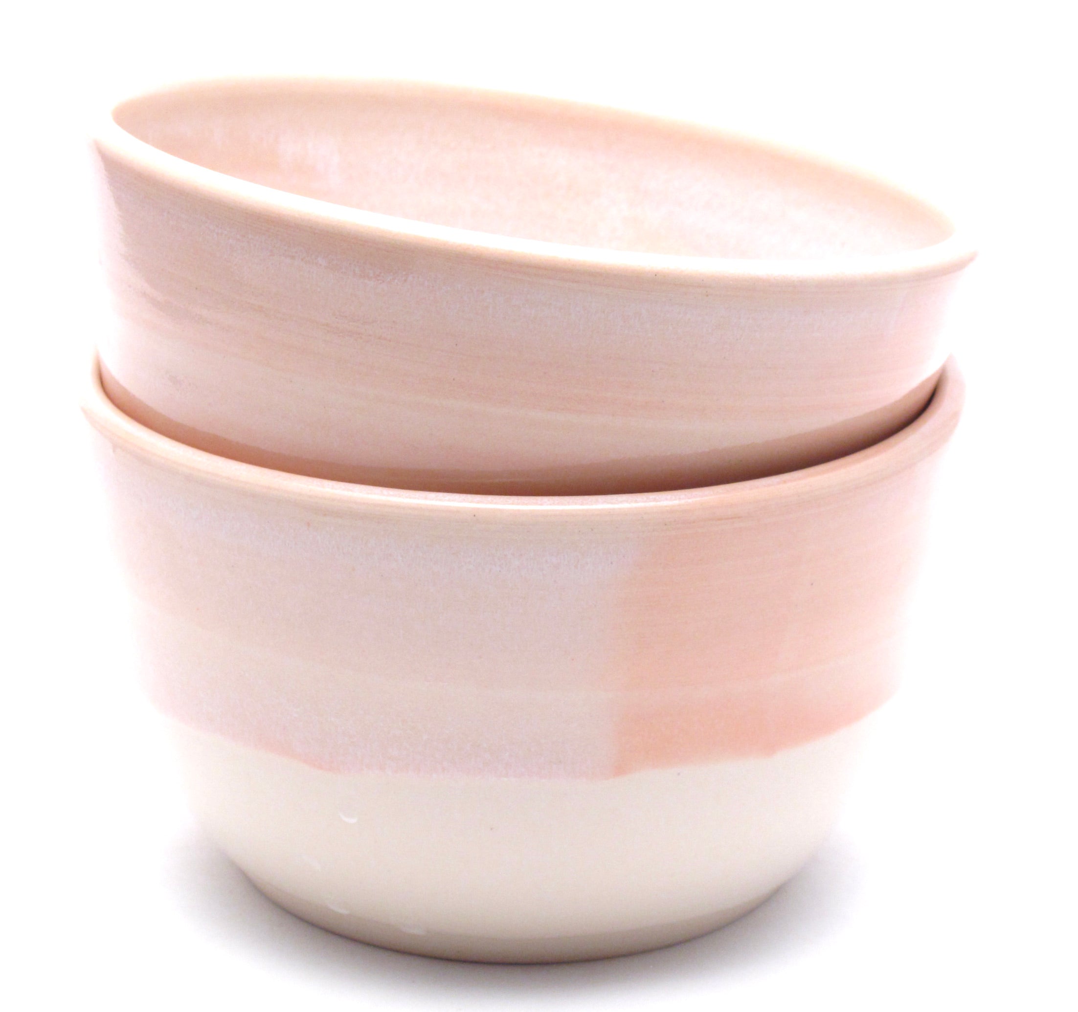 Pair of Pink and White Ramen Bowls