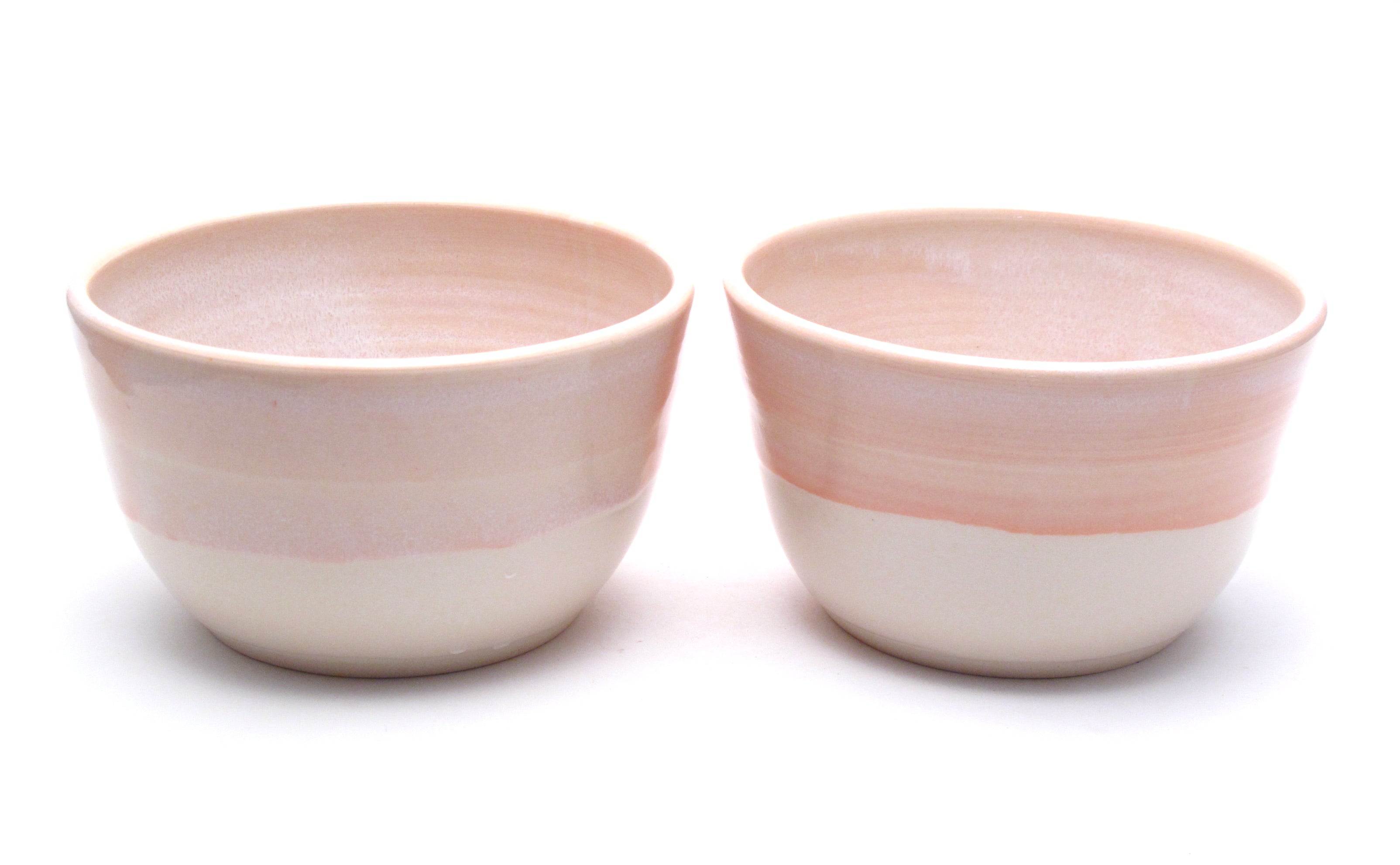 Pair of Pink and White Ramen Bowls