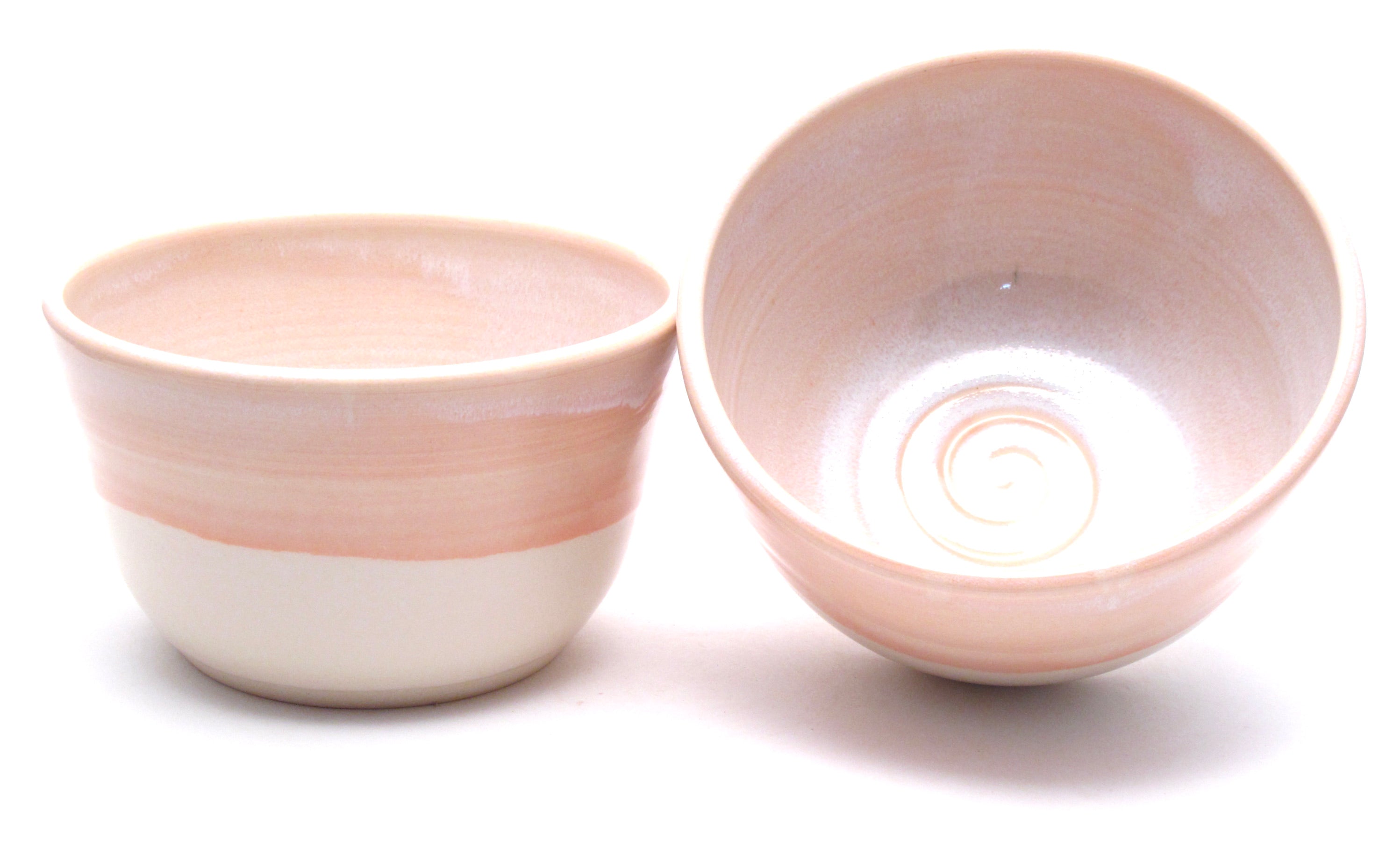 Pair of Pink and White Ramen Bowls