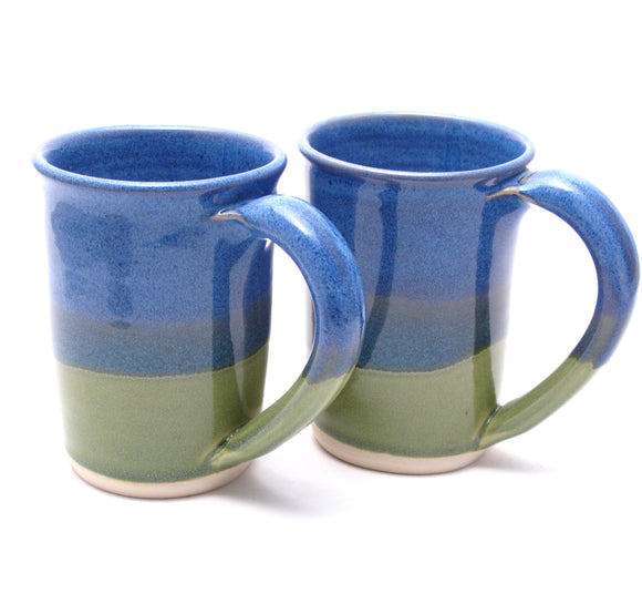 Pair of Blue and Green Large Mugs