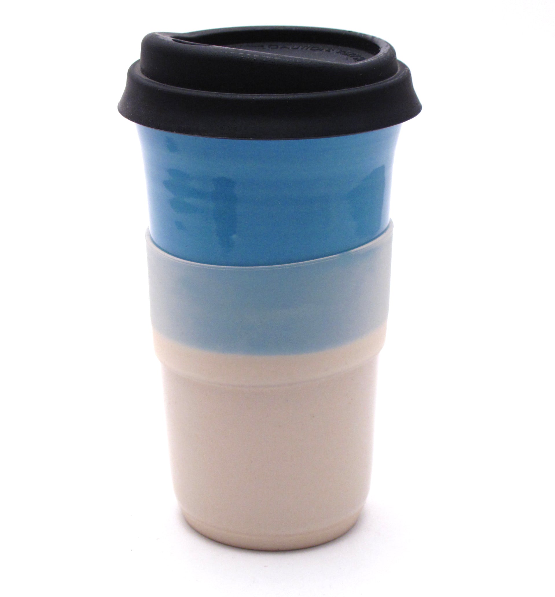 Aqua and White Travel Mug