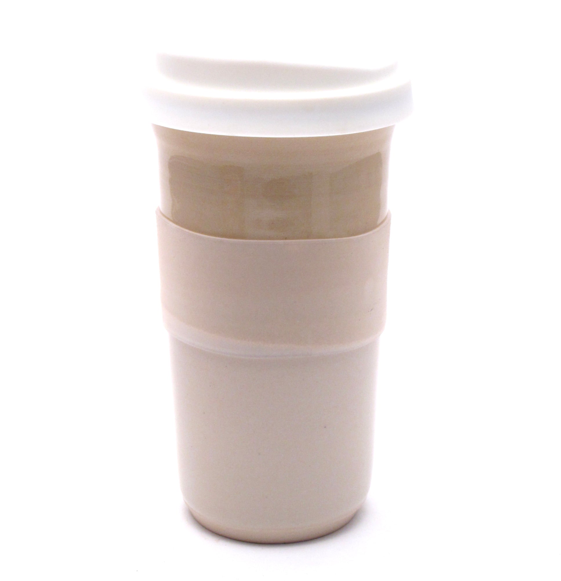 Yellow and White Travel Mug