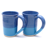 Pair of Blue and Aqua Large Mugs