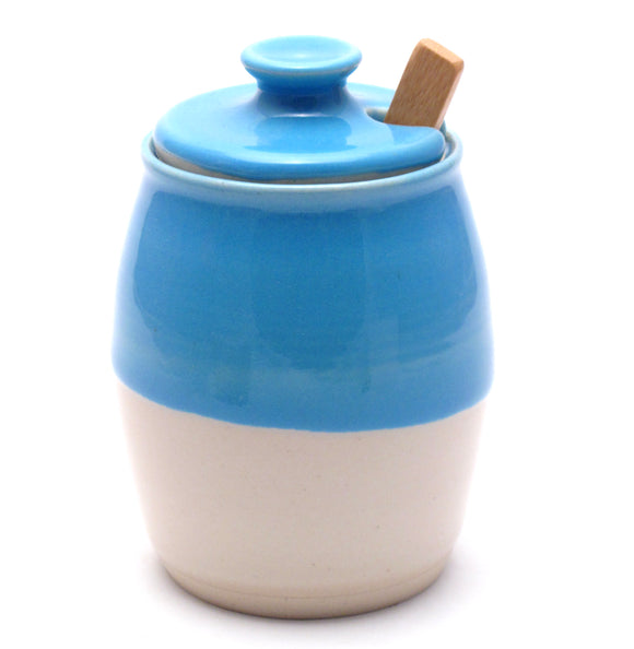 Aqua and White Sugar Bowl