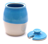 Aqua and White Sugar Bowl