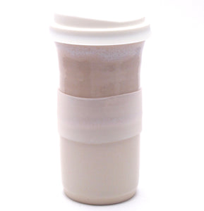 Pink and White Travel Mug