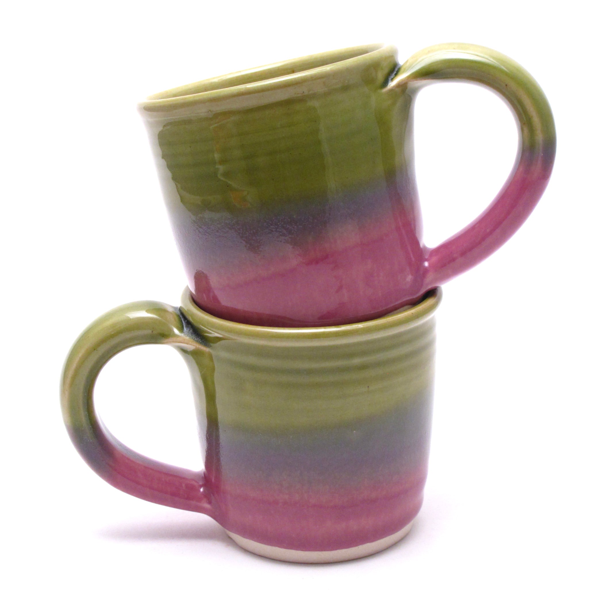 Pair of Green and Lilac Mugs