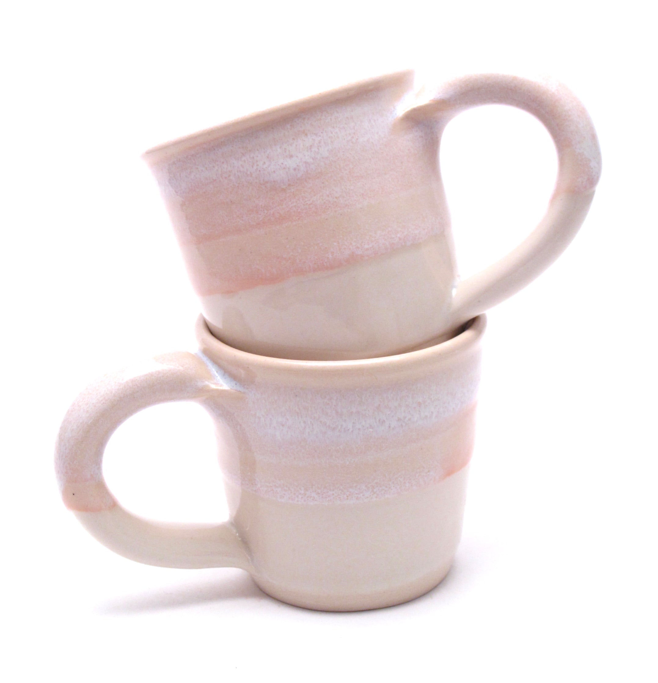 Pair of Pink and White Mugs