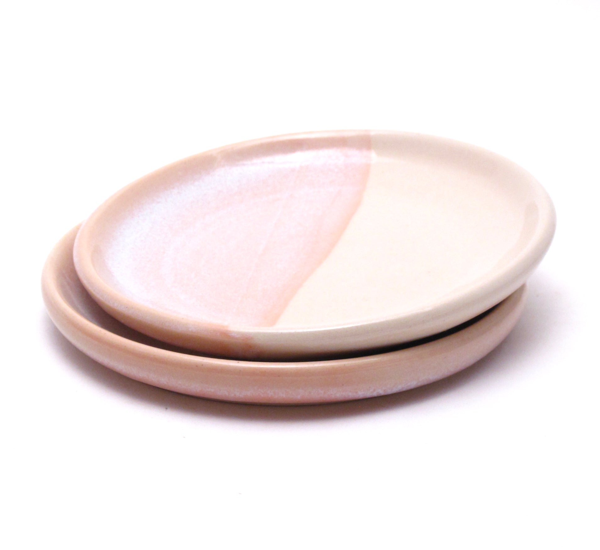 Pair of Pink and White Dessert Dishes