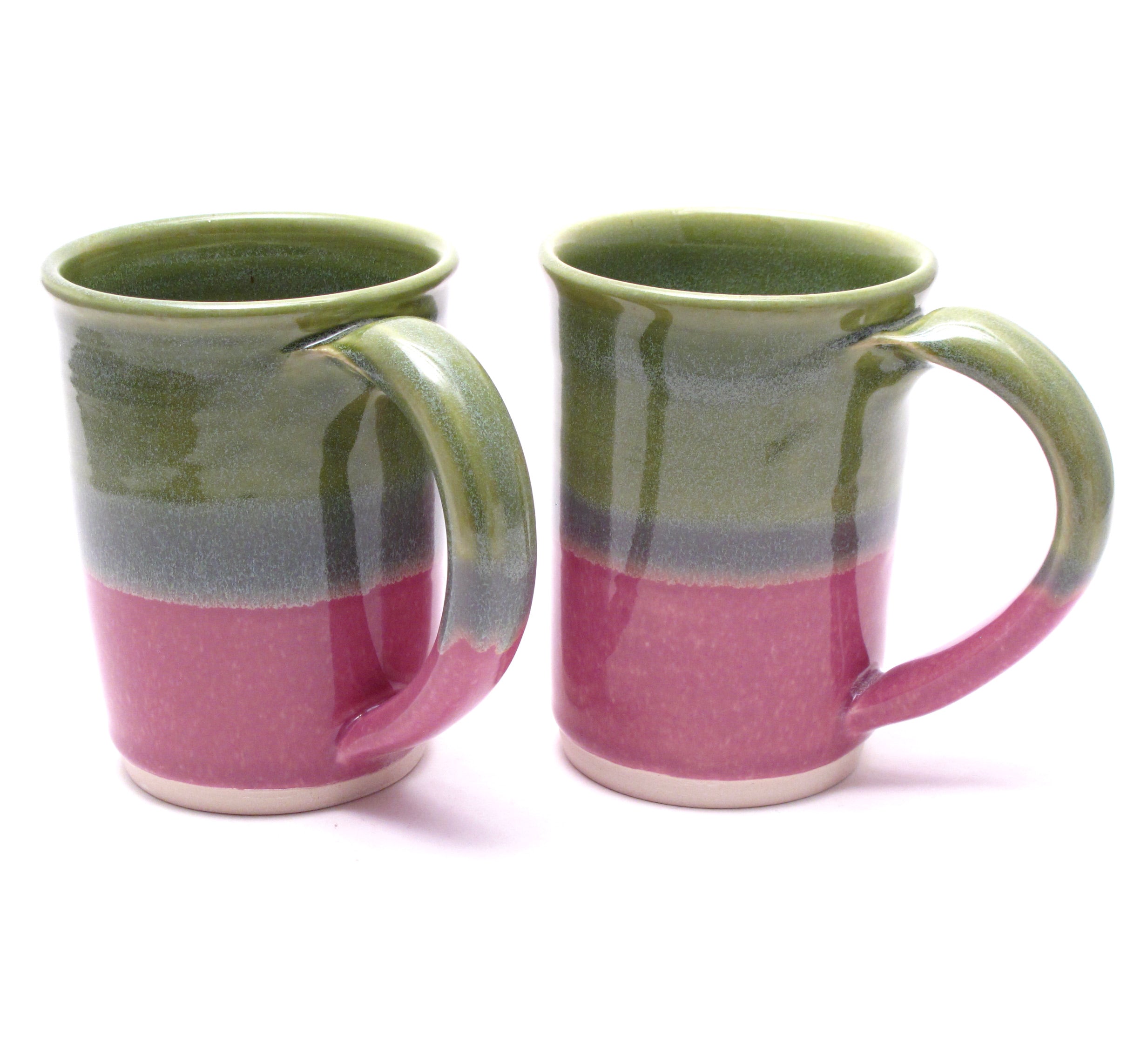 Pair of Green and Lilac Large Mugs