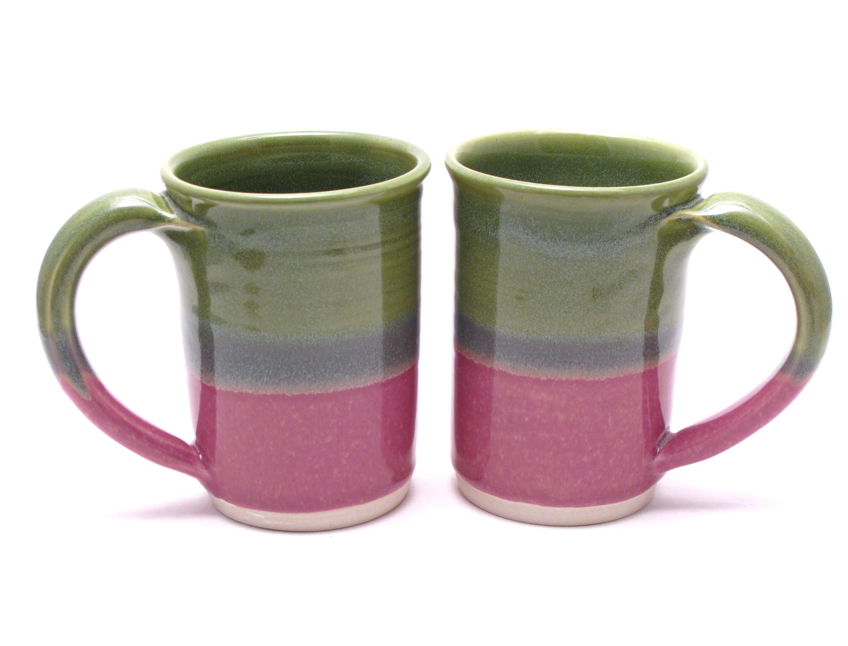 Pair of Green and Lilac Large Mugs