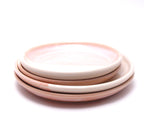 Set of 2 Pink and White dessert dishes and 2 side plates