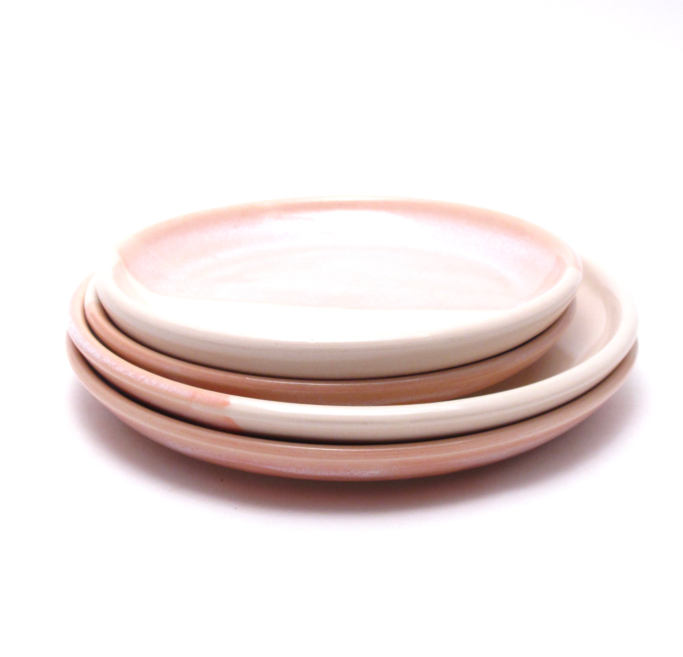 Set of 2 Pink and White dessert dishes and 2 side plates