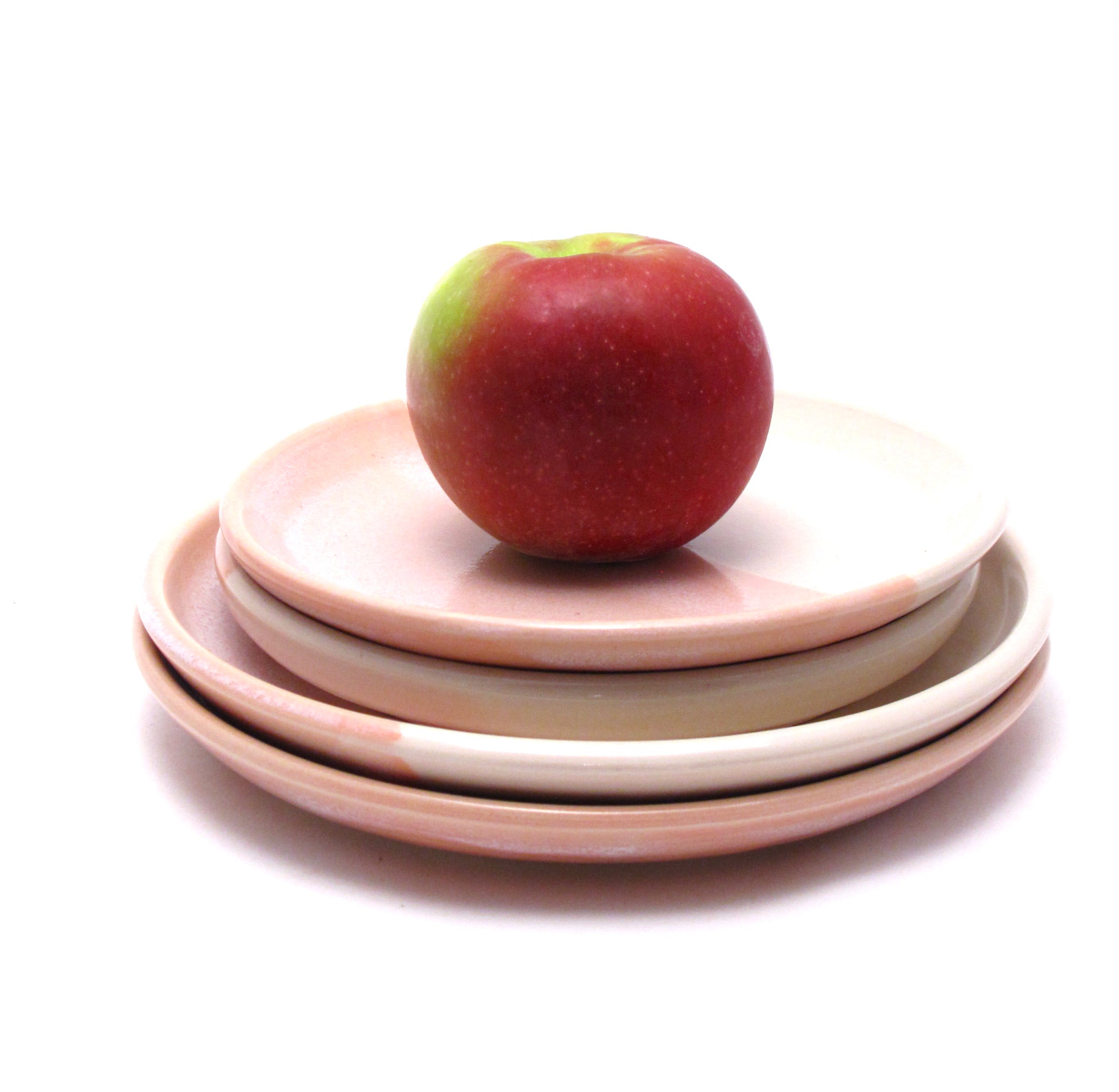 Set of 2 Pink and White dessert dishes and 2 side plates