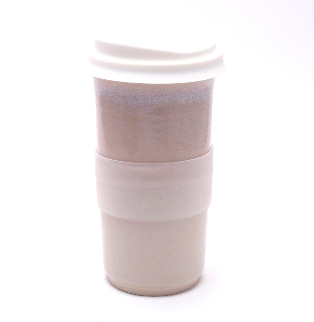 Pink and White Travel Mug