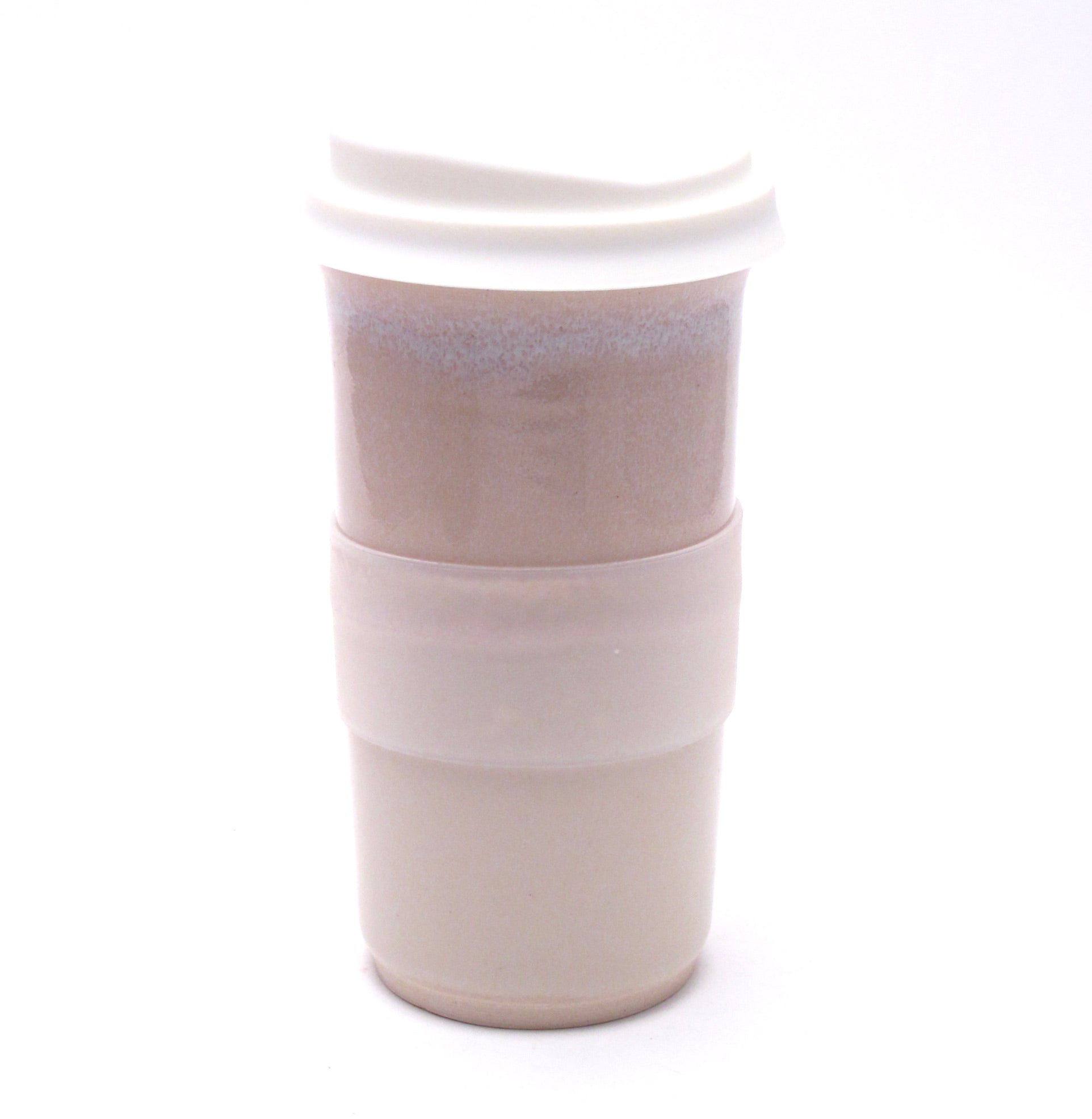Pink and White Travel Mug