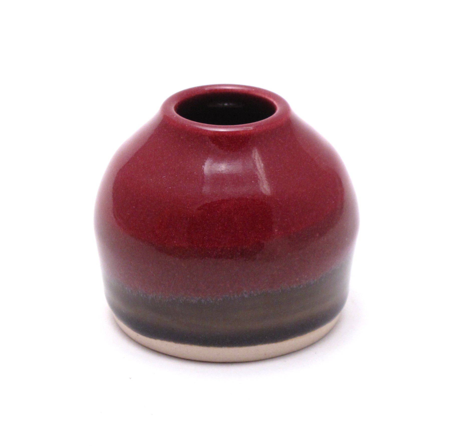 Raspberry and Stone Ikebana Vase