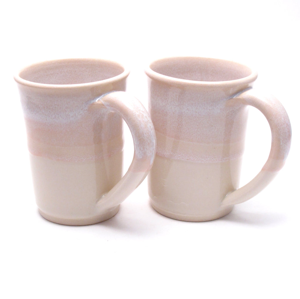 Pair of Pink and White Large Mugs