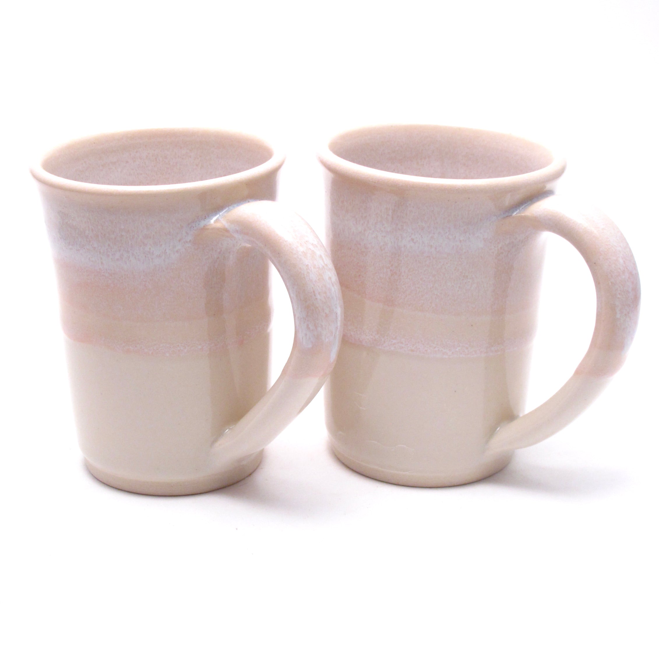 Pair of Pink and White Large Mugs