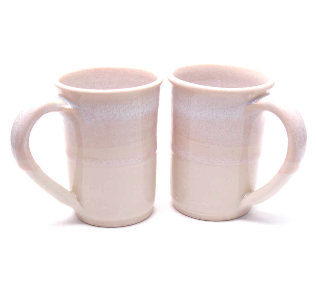 Pair of Pink and White Large Mugs