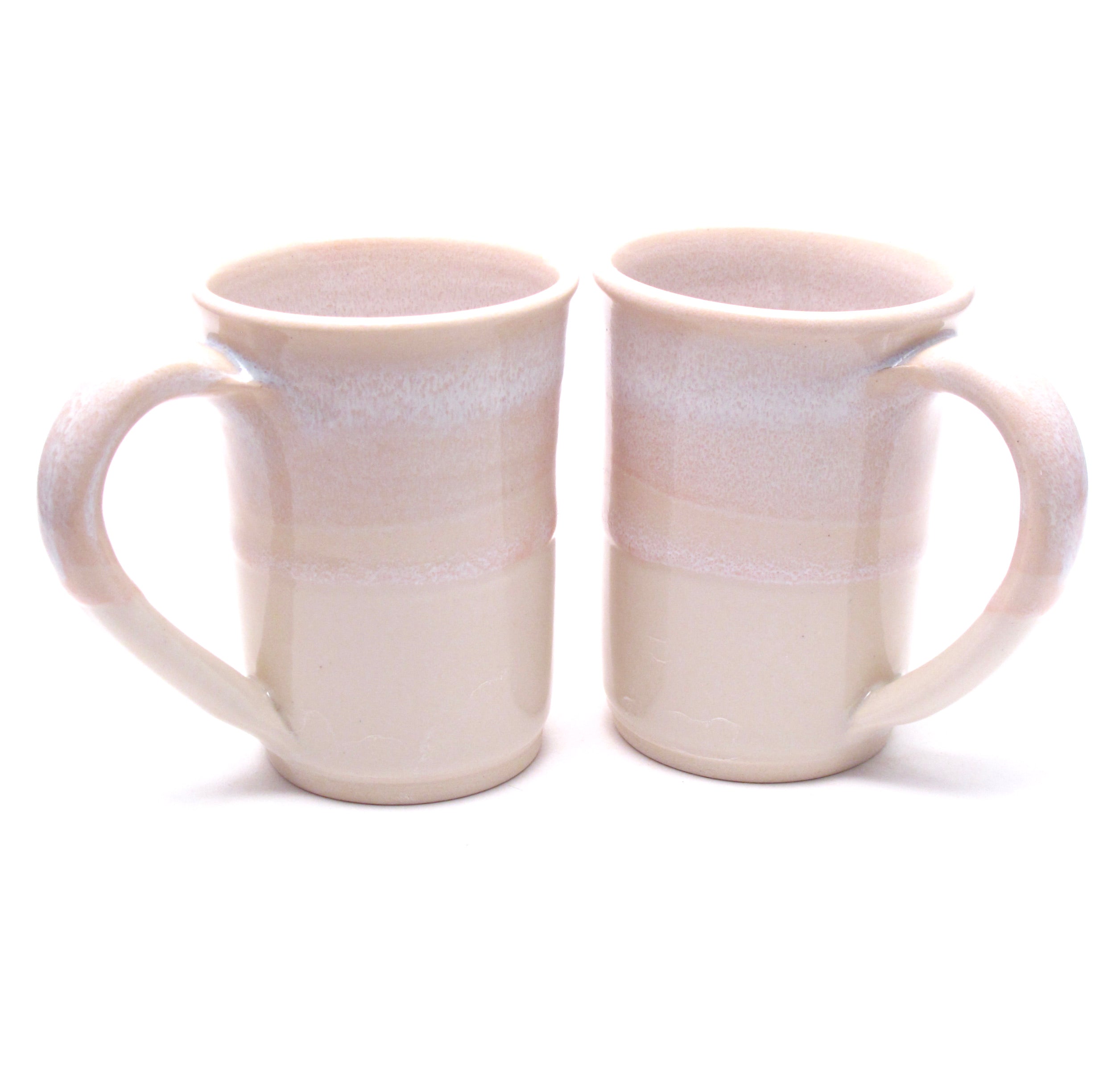 Pair of Pink and White Large Mugs