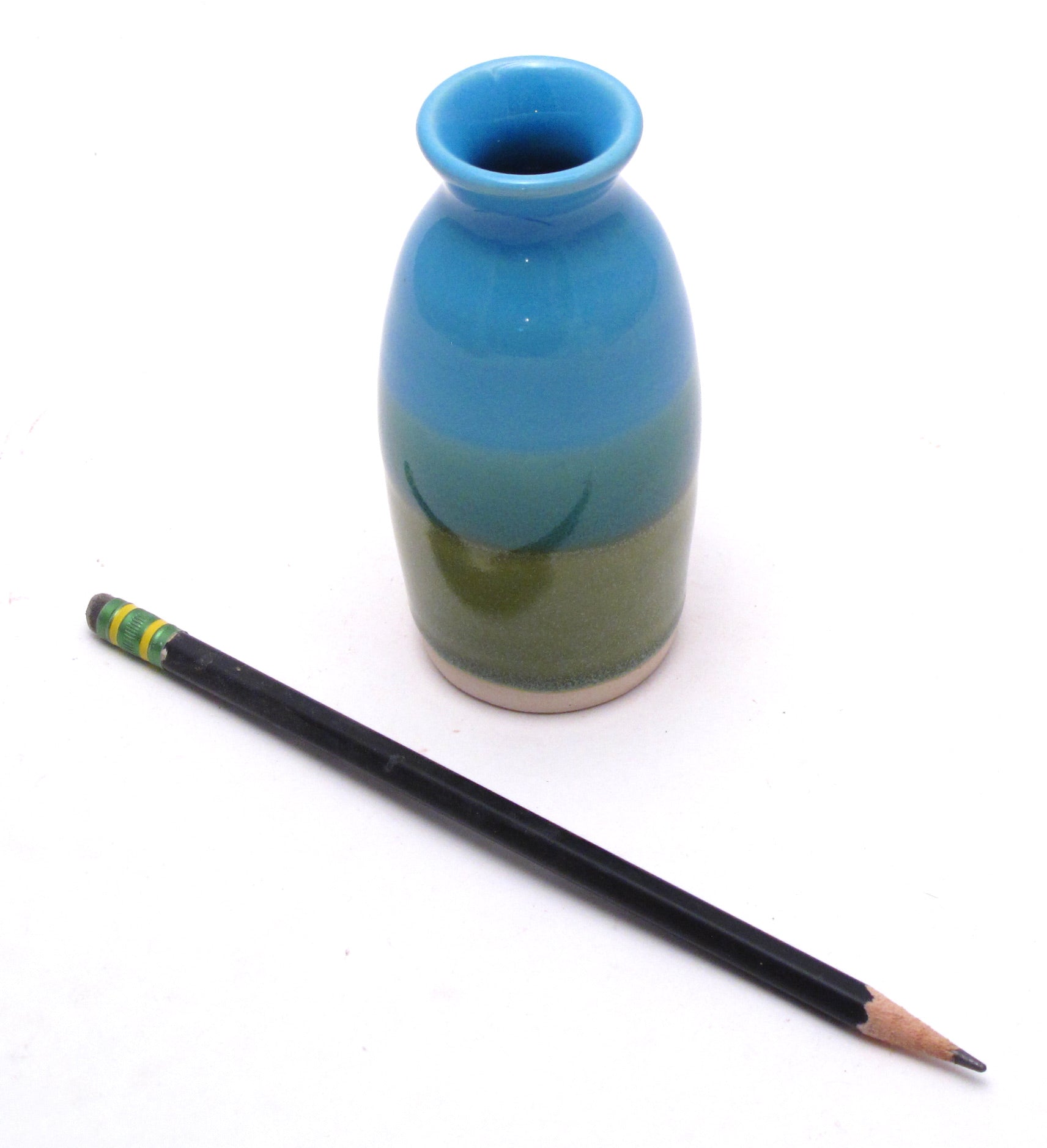 Aqua and Green Bud Vase