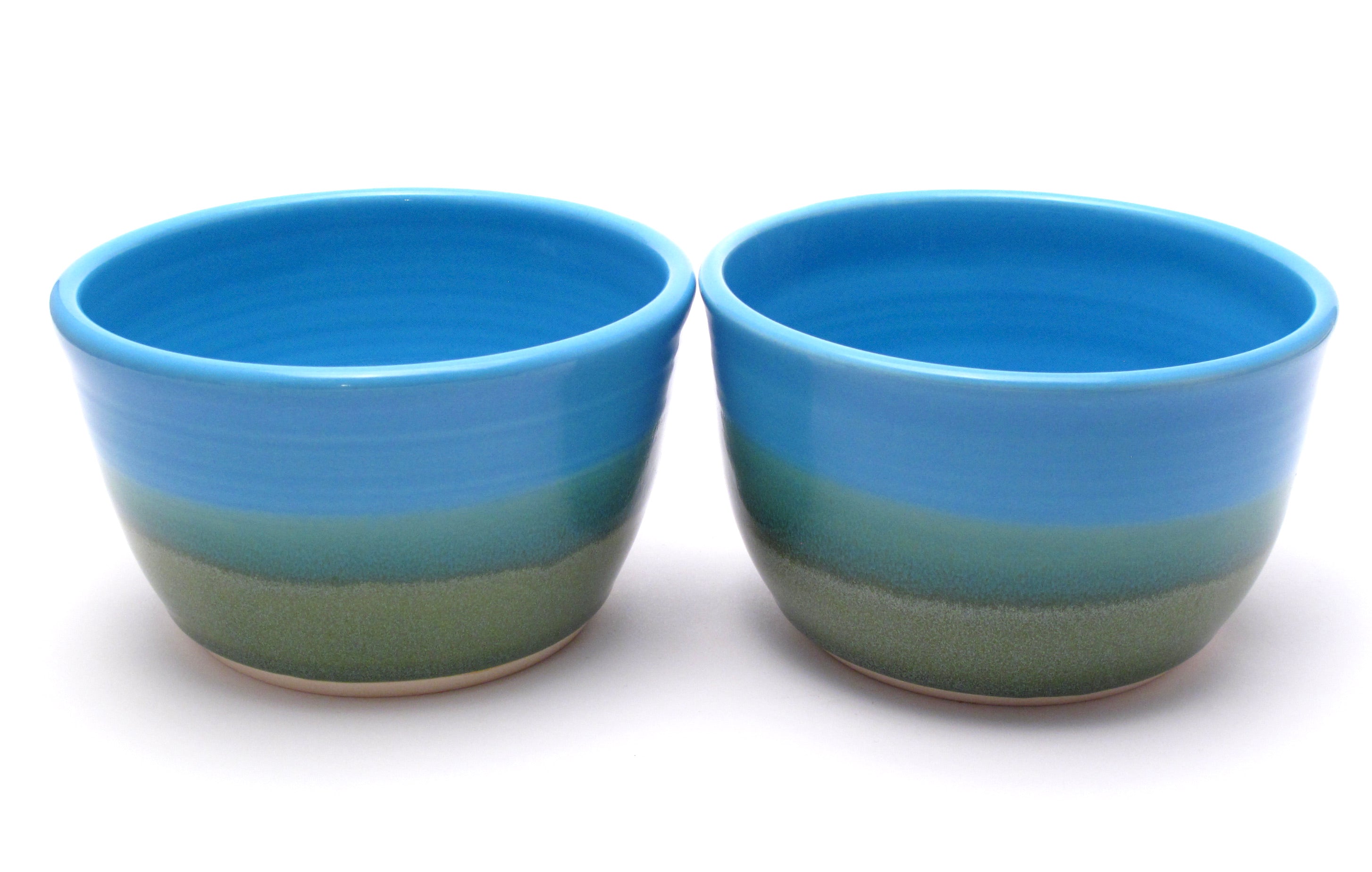 Pair of Aqua and Green Ramen Bowls
