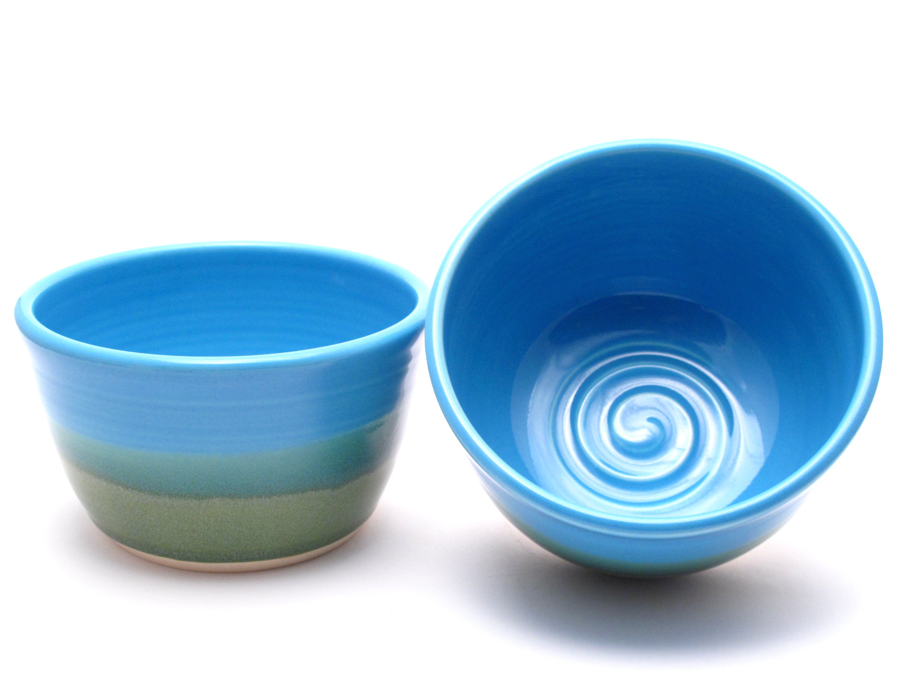 Pair of Aqua and Green Ramen Bowls
