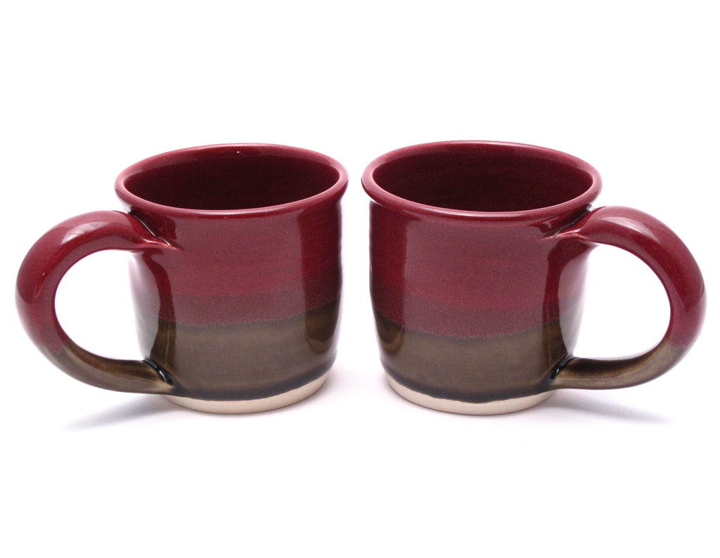 Pair of Raspberry and Stone Mugs