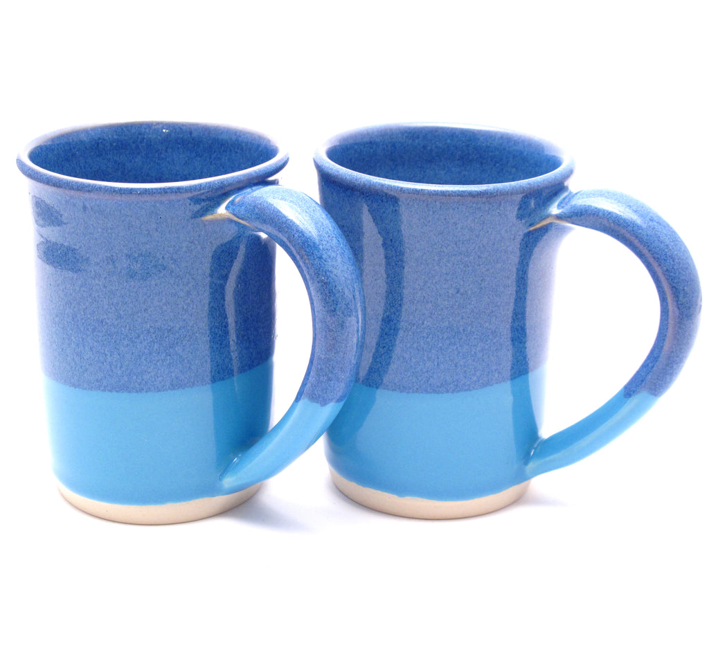 Pair of Blue and Aqua Large Mugs