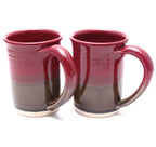 Pair of Raspberry and Stone Large Mugs
