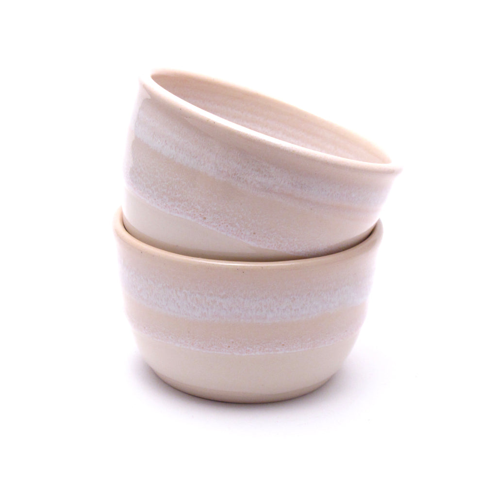 Pair of Pink and White Cereal Bowls