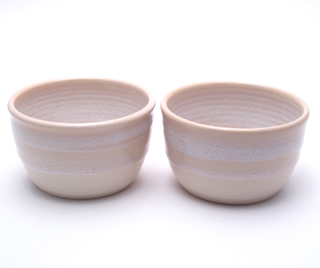 Pair of Pink and White Cereal Bowls