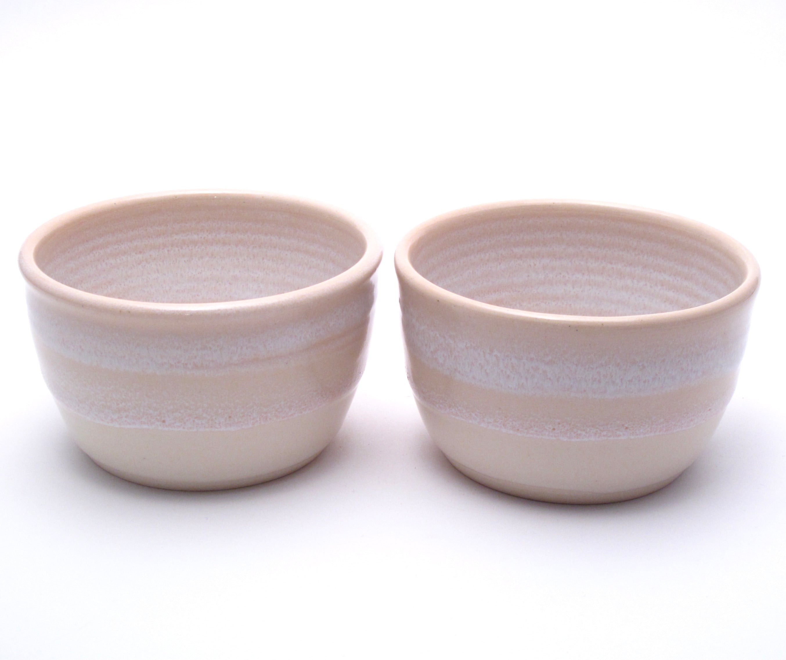 Pair of Pink and White Cereal Bowls