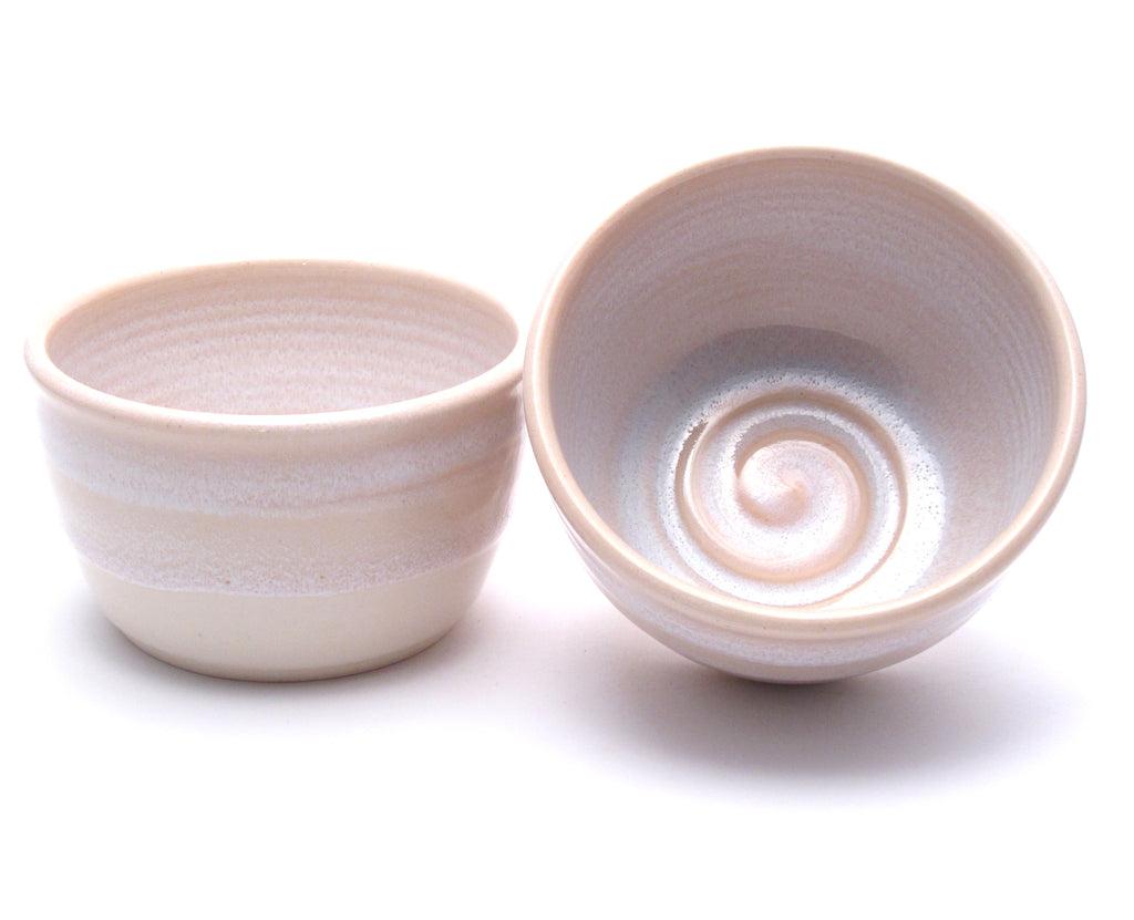 Pair of Pink and White Cereal Bowls