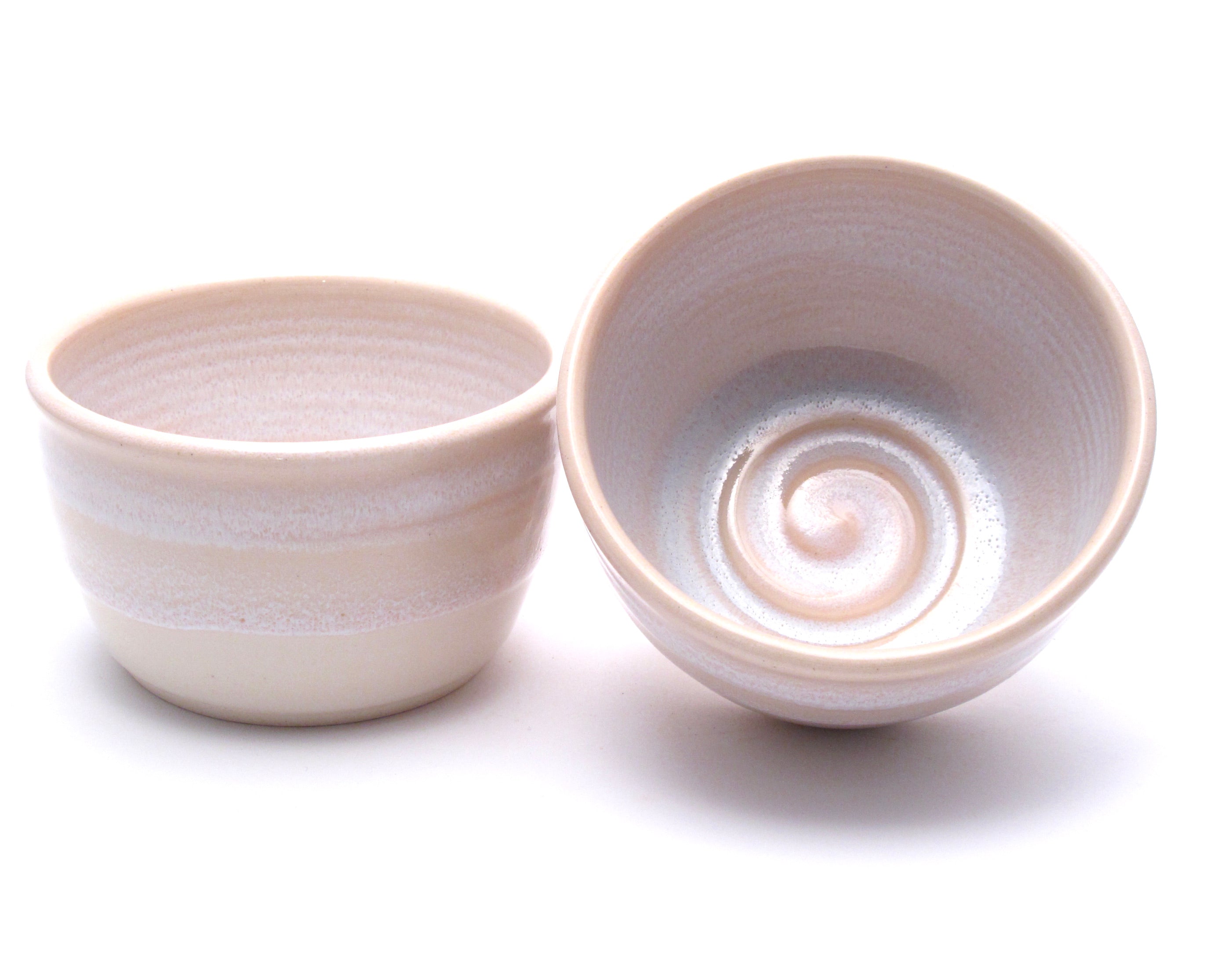 Pair of Pink and White Cereal Bowls